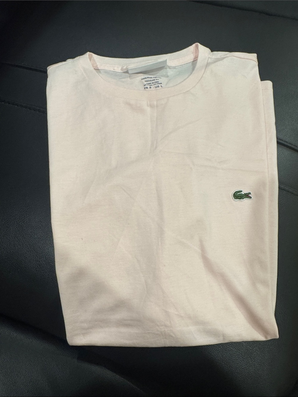 Lacoste Light Pink Crew Neck Tee with Embroidered Crocodile